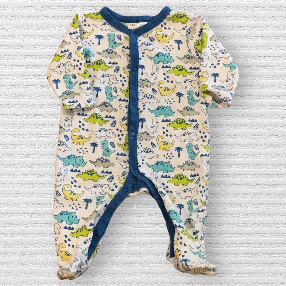 Baby Ganz 3/6m Blue Green Dinosaur Footie